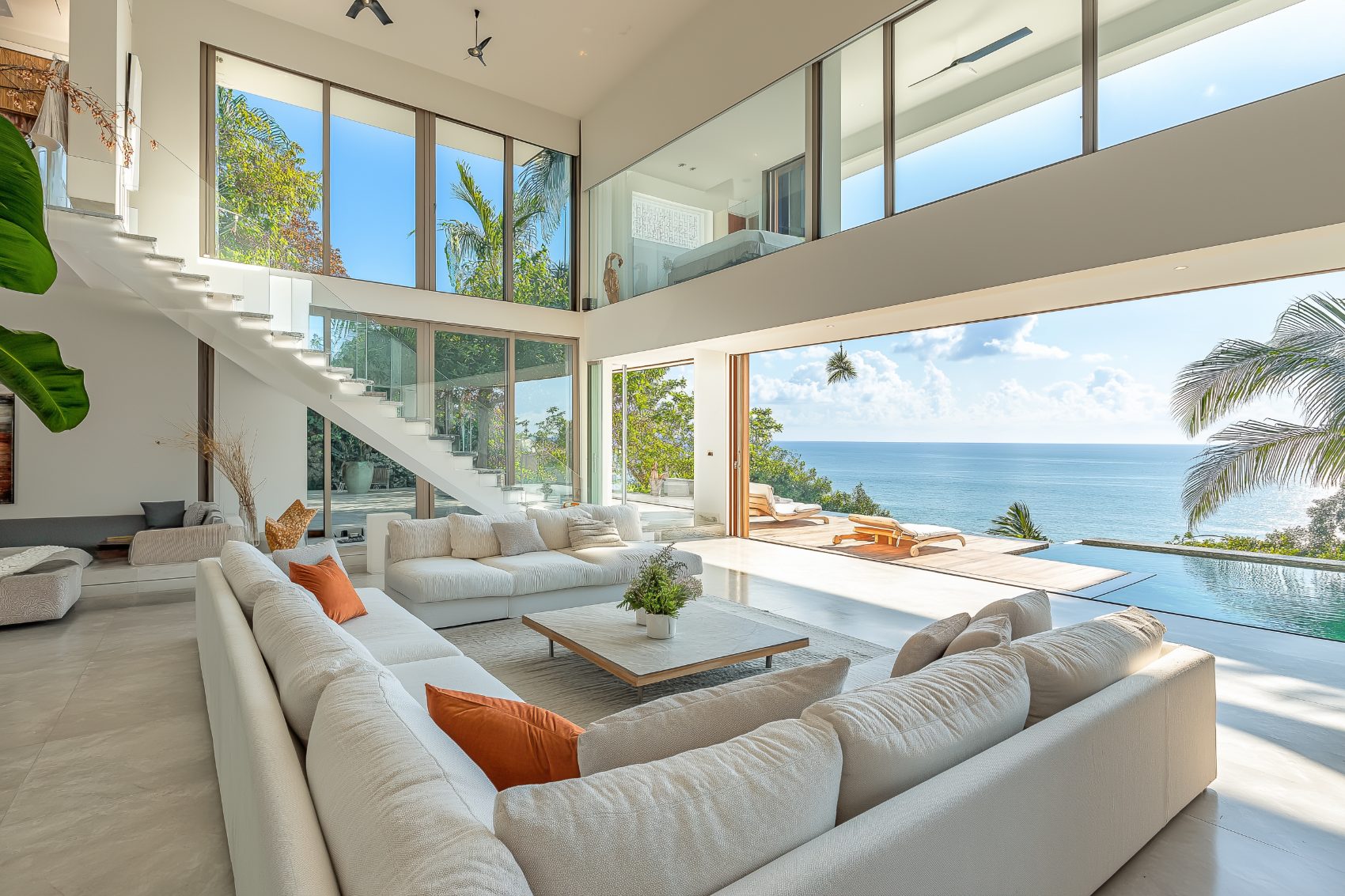 Open-plan interior of a managed villa in Koh Samui